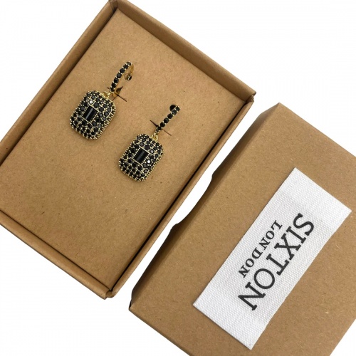 Black Sparkle Drop Earrings by Sixton London